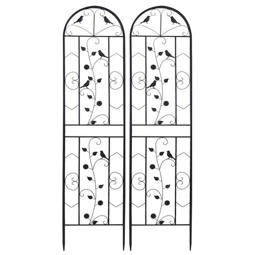 製品仕様:サイズ/幅約50cm・全高(脚部含む)約210cm(脚部長さ約23cm)、材質/スチール、入り数/2枚 お洒落なアイアンフェンス:高さ210cmのハイタイプは、フェンスや仕切りとして使うのはもちろんですが、バラや蔦などつる性のある植物を絡ませて、ガーデンを優雅に演出してくれます。 耐久性に優れる:頑丈なアイアン素材で作られたガーデンフェンス、粉体塗装されたので耐久性と防錆性に優れています。 設置は簡単:工事いらず、地面に脚を埋め込むだけで設置が完了です。フェンスは上下分割式なので、使用しない時はコンパクトに収納できます。 様々な用途:道路からのちょっとした目隠しや防犯に最適、お庭の境界に仕切りとして、薔薇フェンスや犬のドックランフェンスとしても使えます。