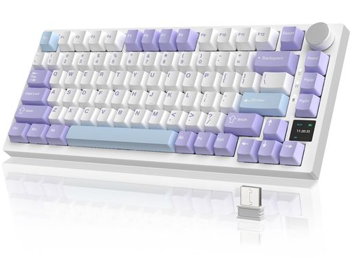 ATTACK SHARK x AJAZZ AK820PRO メカニカルキーボード テンキーレス 82キー75% 3モード 2.4Ghz/BT/有線USB接続 TFTスクリーン ANSI配列 TKL ゲーミングキーボード ビウオ軸リニア軸