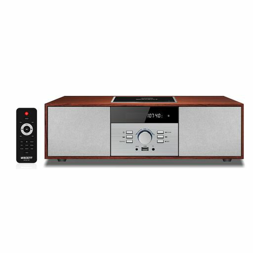 ミニコンポ・セットコンポ CDプレーヤー レトロ/Bluetooth/FMステレオ/USB MP3再生/AUX入力、ヘッドフォンジャック、家庭用コンパクトONEBODYシステムを備えたビンテージスタイルのHiFiステレオ…
