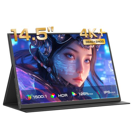 EVICIV モバイルモニター 4K 14.5インチ 高輝度 500Nit 非光沢 QLED 人気 ポータブルモニター UHD 3840x2400 16:10黄金比 125% sRGB 1500:1 モバイルディスプレイ 保護カバー付き HDR