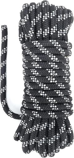ナイロン ロープ 8mm 6芯 10m 反射材入り ナイロンコード キャンプ アウトドア用 登山用 荷物固定 耐荷重340KG(ブラック)
