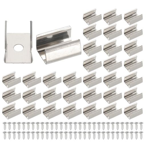 カラー:シルバー;素材:ステンレス鋼;全体サイズ:15mmx10.5mmx8mm / 0.59"x0.41"x0.32";内部幅:8.5mm / 0.34";LEDストリップサイズに適している:9mmから10mm;取り付け穴径:3.5mm / 0.14";パッキングリスト:LEDストリップ ライトクリップ50個、スクリュー50個 利点:これらのクリップは耐久性と耐食性に優れています。主要なLEDライトストリップモデルとの互換性、簡単な取り付け、ケーブル管理機能など​​、数多くの利点を備えています。屋内でも屋外でも使用できます。ご自宅の雰囲気を高めたい、屋外スペースを飾りたい、商業施設に鮮やかな照明を加えたいなど、どんなご要望にもお応えできる便利なソリューションです。 取扱簡単:このクリップを使用するには、設置面を準備し、ブラケットをライトストリップに合わせ、付属のネジでしっかりと固定するだけです。このブラケットはライトストリップを固定するだけでなく、ケーブルを整理してすっきりと設置するのに役立ちます。