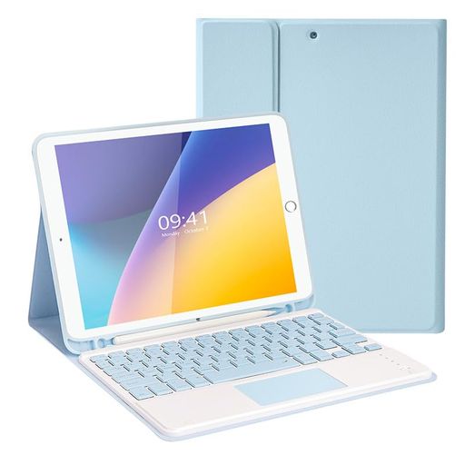 SOPPY iPad 9世代 8世代 7世代キーボードケース 第10.2インチ/iPad Air3 2019 /iPad Pro 2017 10.5インチ 対応タッチパッド付き ペンシルホルダー付き 脱着式 多角度調整 ブルー