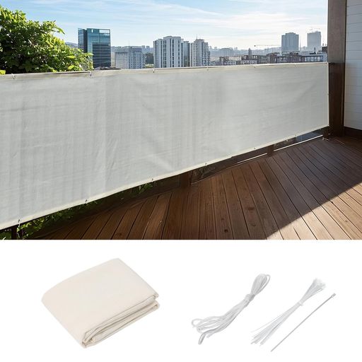 【高品質HDPE素材・通気性&amp;耐久性】 耐久性に優れた高密度ポリエチレン(HDPE)を採用。通気性が良く、熱気がこもらずに涼しさをキープします。製品には定型加工を施し、使用時に美しい平らな状態を実現。屋外での長期間使用時にも、高温や低温による変形が起こりにくく、安定した形状を保ちます。汚れても水洗いができ、シーズンオフは折り畳んでコンパクトに収納できます。 【UVカット・断熱&amp;プライバシー保護】 紫外線カット率90%以上、断熱率42%以上(当社調べ)で、強い日差しや西日をしっかり遮断。昼間は外から室内が見えにくく、プライベートな空間を実現します。ベランダや庭に心地よい日陰を作り、リラックスできる空間に。適度な明るさを保ちながら、日差しと視線を心地よくコントロールします。 【簡単取り付け・四辺アイレット付き】 生地の四辺にアイレット(アルミ製)加工を施し、付属の結束バンド(繰り返し使用可)と取付用ロープで手すりやフェンスに簡単に固定できます。柵の内側に取り付けることで風の影響を受けにくく、しっかり固定すれば強風でも飛ばされる心配はほとんどありません。