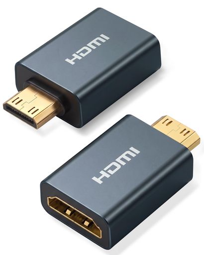 Faodzc 8K Mini HDMI - HDMIアダプター 2個パック アルミニウム 4K@144Hz メスからミニHDMIオスドングル デジタル一眼レフカメラ ビデオカメラ モニターに対応 Raspberry Pi Zero W対応