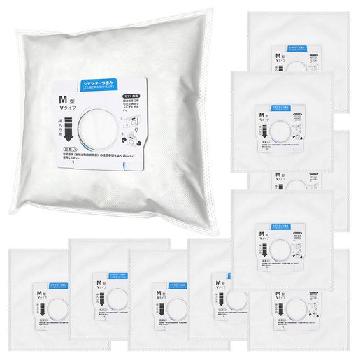 【幅広い互換性-AMC-HC12後継品】パナソニック(Panasonic)掃除機用紙パック「AMC-HC12」「AMC-HC11」「AMC-HC10」の完全互換品です。M型Vタイプに対応しており、MC-H/J/K/Pシリーズなど、多くのモデルでそのままご使用いただけます。※ご購入前に、掃除機本体の適応パック型番が「M型Vタイプ」であることをご確認ください。 【HEPA級4層構造-微細な粉塵も逃さない】高密度メルトブロー不織布を含む高品質な多層フィルターを採用。0.1μm以上のハウスダスト、花粉、ダニのフンや死がいを約99.9%キャッチします。HEPA級の集塵性能により、掃除機からの排気がクリーンに保たれ、小さなお子様やペットのいるご家庭でも安心してお使いいただけます。 【抗菌防臭加工】フィルターに抗菌・防臭加工を施しており、AMC-HC12 紙パック内に溜まったゴミから発生する雑菌の繁殖や、掃除機特有の「生乾き臭」を効果的に抑えます。吸い込み力が持続するだけでなく、お掃除中の室内空気も爽やかに保つ衛生的な設計です。 【大容量10枚セット】たっぷり使える10枚入りで、まとめ買いに最適。