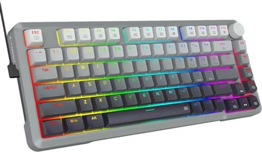 ラピッドトリガーゲーミングキーボード ホール効果磁気スイッチ 調節可能な作動 8000 Hz ポーリングレート ボリュームノブ RGBバックライト PBTキーキャップ PCゲーマー用 75%コンパクト有線…