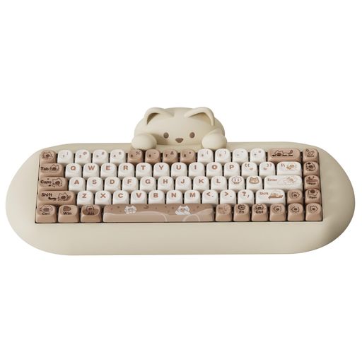 YUNZII C68 ワイヤレスメカニカルキーボード かわいい猫 ps4/ps5対応 65% 無線 ホットスワップ シリコーン 人間工学 ゲーミングキーボード三つモード BT5.0/2.4G/有線 RGBバックライト NKRO Win/Mac用