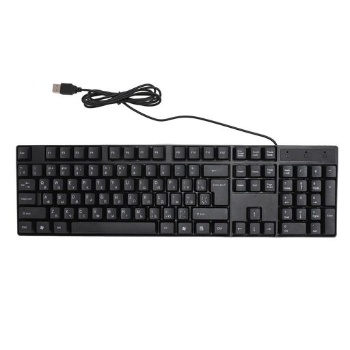 K1800 有線 USB キーボード、104 キー少数言語キーボード有線 USB ゲーミングキーボード、ロシア語/スペイン語/フランス語/有線キーボード、ホームオフィス、仕事、プラグアンドプレイ用 (…