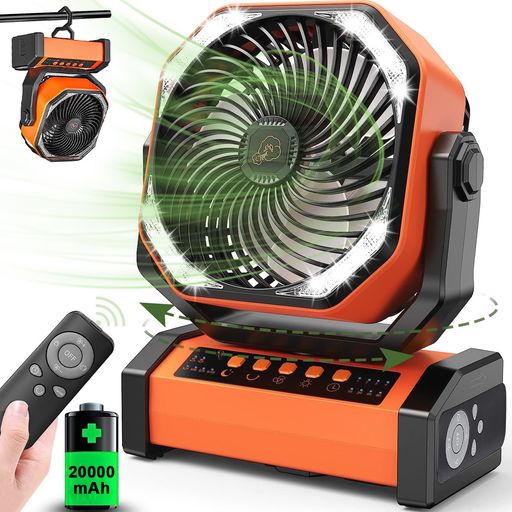雪の結晶彡【どこでも自由に使えるコードレス扇風機】 コードレスでどこでも自由に持ち運びができる、左右の自動首振り機能付きの充電式扇風機です。リモコンで遠隔操作が可能です。立ち上がることなく、くつろいだまま操作できます。コンパクトな設計で、アウトドアはもちろん、ベランダ、ガーデニングやキッチン、屋外作業など、コンセントの位置を気にせず、様々なシーンで大活躍します。 雪の結晶彡【20000mAh充電池内蔵&amp;夏のお出かけのお供に】20000mAhの超大容量リチウムイオンポリマー電池を内蔵しています。1回のフル充電で、最小風量で約50時間の連続使用ができます。最大風量でも約14時間の連続使用が可能です。※ファンのみを稼働させた際の時間。使用時間は充電状態や使用環境によって異なる場合があります。 雪の結晶彡【自動首振り機能&amp;風量4段階調節】左右方向に約45度/90度の2段階で自動首振りが可能で、広い範囲を涼しくしてくれます。手動で上下の風向きも調節が可能、全方向の送風ができます!また、風量は4段階で、そよ風のような心地よい風からパワフルな強風まで、使用シーンにあわせて風量が切り替えられます。