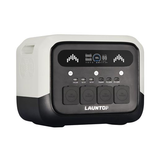 LAUNTOP ポータブル電源 1024Wh 12ポート 定額出力1800W/瞬間最大3600W/Power-Boots1760W リン酸鉄バッテリー EPS機能 PD100W/QC3.0 蓄電池 車中泊 LEDライト付