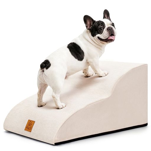 KYAKO 犬 階段 スロープ ペットステップ 35D高反発 ドッグステップ 洗えるカバー 滑り止め&取っ手付き 2段UP, ベージ…
