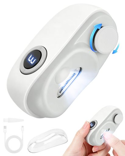 【爪切り&amp;爪磨きがこれ1台で完了いたします】電動爪切りと爪磨きが一体化した2in1の最新鋭モデルでございます。刃を使わない回転式の研磨技術を採用しており、大切なお肌を傷つける心配がございません。「パチッ」という切る際の衝撃がないため、二枚爪や割れ爪にお悩みの方にも大変おすすめでございます。※誠に恐れ入りますが、本製品は爪を少しずつ「削って整える」ネイルケア仕様となっております。長く伸びた爪をお手入れされる際は、あらかじめ通常の爪切りで短くしてから、仕上げや日常の微調整としてご愛用いただけますと幸いです。 【3段階スピード調節&amp;安心のスマート充電ディスプレイ】ボタン一つで低速・中速・高速の3段階に切り替えが可能でございます。小さなお子様の柔らかい爪から、大人の方、ご高齢の方の硬い爪切りが難しい厚い爪まで、爪の状態に合わせて最適なパワーをお選びいただけます。400mAhの大容量バッテリーを搭載しており、約2時間のフル充電で約2時間の連続使用が可能でございます。さらに、充電状態がひと目でわかるディスプレイランプを採用いたしました。