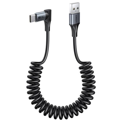SUNGUY 直角コイル式 USB C ケーブル, 90度 USB-A - USB-C ケーブル Android Auto Ca papimomoshop-10026565 papimomo.shop パッケージ画像