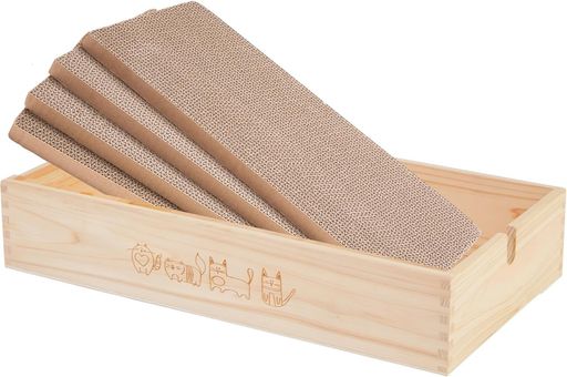 行動 【天然ひのきで安全安心】高品質な国産ひのきを使用。堅牢な木質と天然の芳香で、猫の爪研ぎ本能を満たしながら、ペットの健康を守ります。 【爪切り不要でストレスフリー】特殊な爪研ぎ設計で、猫が自然に爪を研ぐことで適度な爪の摩耗を促し、飼い主様の爪切り作業を軽減します。 【両面使用+交換用段ボール4枚で経済的】高密度段ボールを4枚付属。両面使用可能で研ぎ面積2倍!交換用のみ購入可能なので長期的にコスト削減。 【木箱型でベッド兼用】強化ひのき枠で安定性抜群。上部は猫の休憩スペースとしても利用可能な二刀流デザインです。 【削りカスが出ない清潔設計】研ぎ際の木屑・紙屑がほとんど発生せず、底面滑り止め付き。簡単なお手入れで清潔を保てます。 【大型サイズで多頭飼いに最適】全長49cmの広々研ぎ面。成猫や多頭飼いにも対応。ひのき枠+厚手段ボールで普通の爪研ぎより遥かに耐久性があります。