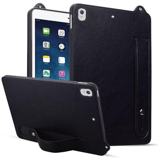 【対応機種】iPad 第6世代/ 第5世代/ Air2 /Pro 9.7 インチ対応のデザインです。対応モデル:A1893/ A1954/ A1823/ A1822/ A1566/ A1567/ A1673/ A1674/ A1675。間違いを避けるために、購入する前にタブレットのモデルをよく確認してください。 【素材】背面は丈夫な高品質PUレザーを使用し、側面には柔軟で耐衝撃性のあるTPU素材を使用しています、シンプルで軽くて持ち運びしやすいという特徴がある。タブレットケース は高品質の耐摩耗材料で作られており、平板の裏面を傷、衝突、擦れから保護することができる。 【ブラケット機能】ユニークなブラケットデザイン、リストバンドを引き上げるとスタンドとして使用できます。 動画視聴や撮影、自撮り、テレビ電話などの際にとても便利です。 【落下防止バンド】タブレットケースの背面にはユニークなストラップデザインがあり、片手で持ちやすく、旅行にも便利です。 【細かい仕上がり】ケースを装着したまますべてのボタン操作や充電が可能です。