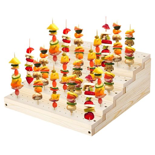 PH PandaHall 木製 竹串ホルダー 180穴 ピックスタンド 6段 ビュッフェディスプレイボード 多層 食品 ディスプレイスタンド ピックホルダー ケータリング イベント パーティー バンケット用
