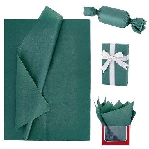 BENECREAT 150枚 薄葉紙 50x35cm 包装紙 ラッピングペーパー プレゼント お花紙 ギフト包装 手芸DIY用 梱包材 緩衝材 ラッピング材 掛け紙、記念日 母の日 贈り物 DIYクラフトに最適 濃い緑