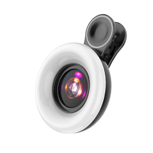Q’foo マクロレンズ セルカレンズ 美白LEDライト付き 自撮りレンズ クリップ式 携帯カメラレンズ スマホ 接写レンズ 昆虫 ジュエリー撮り (黒)