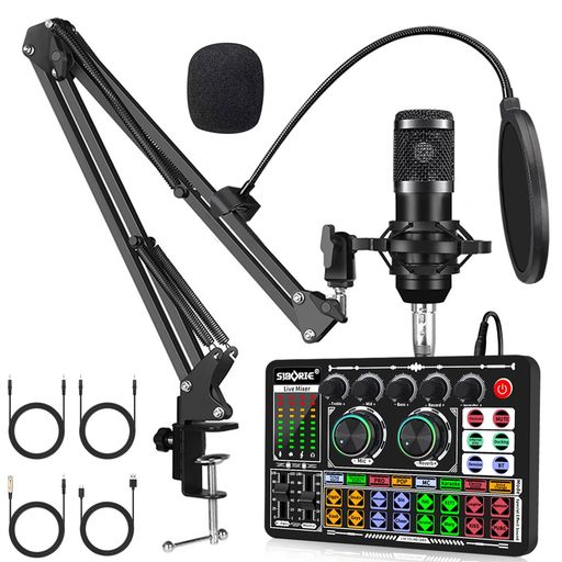BONKYO F999 カラオケセット家庭用 DJ ミキサー セット ライブ サウンドカード 男声 女声 ボイスチェンジャー/マイク スタンド タブレット アーム スタンド/マイク ポップガード ポップブロッ…