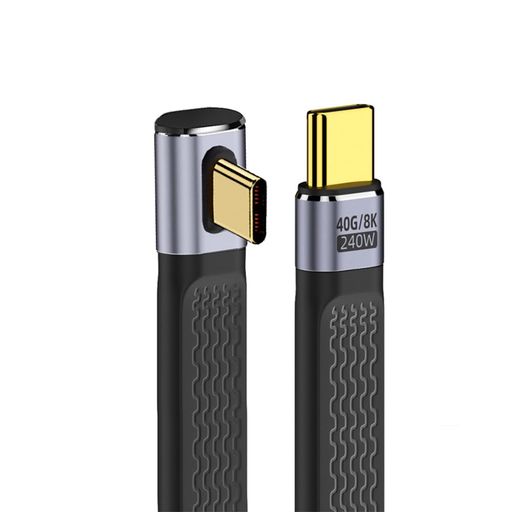 cablecc USB4 40Gbps 240W USB-C オス-オス Type-C 100W 8K フラット スリム FPC データ ロープロファイル アングルケーブル ノートパソコン 携帯電話用 13cm