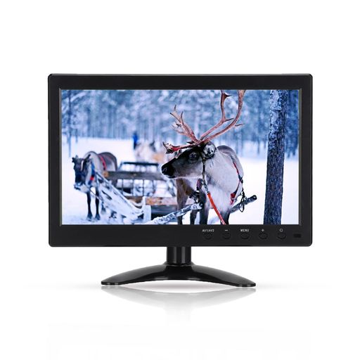 ディスプレイ モニター 10.1インチ フルHD 1920x1080解像度 2Wx2内蔵スピーカー HDMI/VGA/BNC/AV ポータブル ユニバーサル 超薄型 IPS HDRスクリーン TFT LCDモニター(米国プラグ)