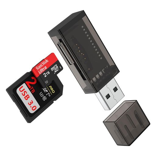 sdカードリーダー usb3.0 マイクロsd リーダー 2-in-1 Micro SDカードリーダー 超小型 2枚カード同時読書 高速転送 MacOS Windows パソコン両対応 SD microSD SDXC SDHCなどに対応(ブラック)