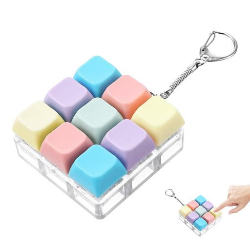 キーボード おもちゃ 9つのボタン キーボード キーホルダー カラーフィジェットキーボード 不安ストレス解消 グッズ 指のおもちゃ 子供用 大人用 多機能 集中力向上 簡単操作
