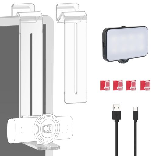 TOCCOOL アクリル ミドル ウェブカメラマウント モニター用フィルライト付き モニター ノートパソコンスクリーン用 ウェブカメラスタンド Logitech MX Brio 4K, C920x, C922, C930, ウェブカメラに対応