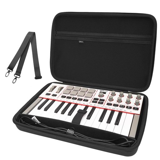 Musiin Arturia MiniLab 3、MiniLab MkII、MPK Mini MK4、25キーシンセサイザー対応プレミアムベルベット MIDI キーボードコントローラーケース、ショルダーストラップ付きポータブル保護カバーバッグ …