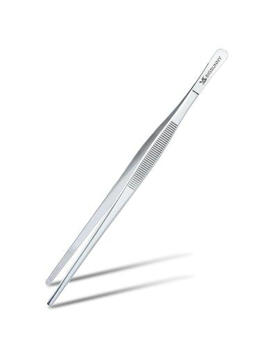 BIGSUNNY 8.5インチ ステンレススチール フードピンセット 精密な鋸歯状の先端 フードトング