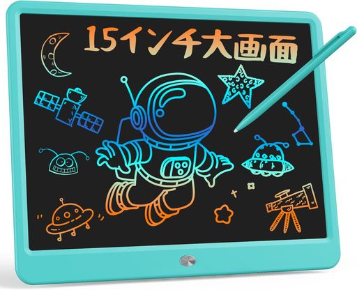 【大画面モデル電子パッド】15インチのLCD液晶画面により、たっぷり書けるサイズです。一度により多くの情報を書き込むことができます。消去ロック機能が搭載されており、ワンタッチボタンを押すだけで、重要な情報を保存でき、不用意な消去を防ぐことができます。ワンタッチ消去機能もあり、書いたものを瞬時に全部消去することができます。社外秘事項や、顧客情報も瞬時に消去できるので、情報漏洩の防止にも役立つ不思議の電子メモ帳です。付属のペンを別のペンに交換することもできます。 【LCD液晶画面&amp;目を保護するカラースクリーン】LCD電子メモは最新のLCD圧力感応技術を採用し、放射線も眩光もなく、子供の目を守ります。15インチのカラースクリーンは子供をスマホから解放し、創造的なスキルを開発させます。液晶画面はカラフルで、より生き生きとした気持ちをもたらし、20 km離れていても読みやすく、視認性は高く、目に優しいです。長い時間に使用しても目が疲れません。 【環境に優しい電子パッド】専用スタイラスペンを使用してお絵かきと、手がヨゴレたり壁に落書きしてしまったりなどありませんよ。