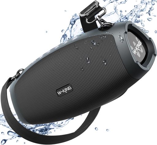【迫力の120W出力&amp;高音質ステレオサウンド】 W-KING X10ポータブルBluetoothスピーカーは、合計120Wのピーク出力を実現。2基のサブウーファー(各45W)と2基のツイーター(各15W)、3つのパッシブラジエーター、そしてDSPクロスオーバー技術を搭載し、低音から高音までバランスの取れたHi-Fiサウンドをお楽しみいただけます。最大40kHzの高周波数帯域で、臨場感あるクリアな音質を再現します。 【Bluetooth 5.0&amp;&amp;ピーク電力240W】 Bluetooth 5.0チップを採用し、安定した高速接続と最大10mのワイヤレス通信距離を確保、より高速なBluetooth接続、より安定した信号伝送を実現します。 。さらに、2台のX10スピーカーをペアリングすることで、ワイヤレスで左右のチャンネルを構成し、360°の立体的なサウンド体験が可能です。パーティーや映画鑑賞など、より没入感のあるリスニング環境を実現します。 【IPX6防水&amp;ショルダーストラップ付きで持ち運び楽々】 耐久性に優れたABS素材と柔らかなラバーを組み合わせた堅牢なデザイン。