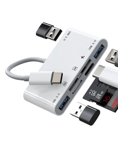 【多機能アダプター】標準の3つのUSB Aポート + 充電 + デュアルSD TFカードスロットを備え、データ転送中に電話を充電できます。デバイスの電力不足によるシャットダウンを心配する必要はありません。(ご注意!SD TFスロットは同時に使用できません。) 【OTG充電アダプター】標準のUSB A互換デバイスや周辺機器(USBハブ、USBドライブ、USBカードリーダー、キーボード、マウスなど)を、OTGに対応したスマートフォン、ノートパソコン、タブレットなどのType-C対応デバイスに接続できます。アプリのダウンロードは不要で、プラグアンドプレイで便利に使用できます。 【高速で安全な転送】内蔵の高度なチップが高速データ転送信号を処理し、HD映画を数秒で転送できます。USB-Cカードリーダーで、SDカードとMicro SD(TF)の2種類のカードへの高速データアクセスを提供します。(注:具体的な読み取り速度はメモリーカードに依存します。) 【強力な互換性】USB A OTG 3.0アダプターは、マウス、キーボード、メモリカードUSBスティックなどに対応。