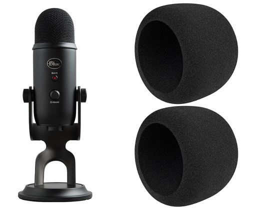 SOULWIT 2Pcs マイクロフォン ポップフィルター for Blue Yeti/Yeti Pro USB に対応 スポンジフィルター for Logicool for Creators マイク フォーム 保護カバー ウィンドスクリーン 交換用