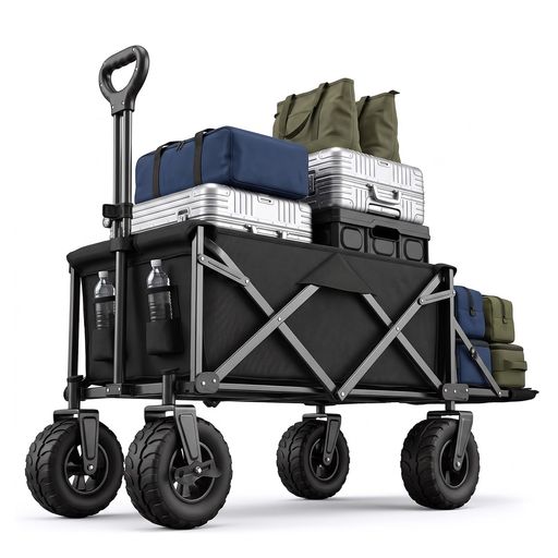 キャリーワゴン【2色カバー2枚&固定ロープ】カートアウトドア 200L耐荷重250kg 後部展開 ワンタッチ収納 4.7kg 多地形対応