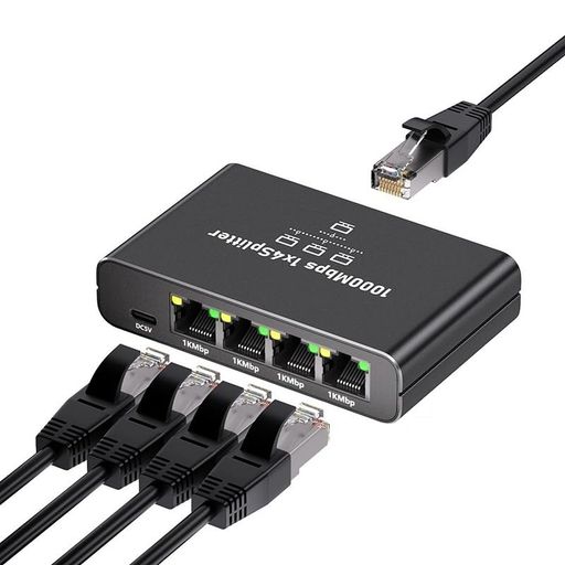 【LAN 分配器1入力2出力/4出力】1つのLAN信号を4台のデバイスに同時出力でき、配線制限やポート不足を簡単に解消。干渉が少なく、家庭やオフィスで安定したネットワーク拡張が可能です。 【1000MBPS・4倍速いネットワーク速度】ギガビット対応チップを採用し、最大1GBPSの通信速度に対応(※記載の速度はチップセットの理論上の最大値であり、実際の通信速度は接続機器によって異なります)。大容量データの送受信、ストリーミングやゲーム、在宅勤務の安定した接続をサポートします。 【優れた耐久性・高品質素材採用・小型軽量&amp;持ち運び便利なデザイン】コンパクトで軽量な設計により、外出先や出張時にも便利に携帯可能。高耐久性の金属筐体を備えたこのLAN ケーブル 分配器は長期間の使用に耐え、オフィスや家庭でのネットワーク接続を改善するための理想的なアイテムです。小型でシンプルなデザインなので、配線がごちゃごちゃしません。 【簡単な取り付け】USBケーブルからの給電により、追加ソフトウェアやドライバは不要。複雑な設定なしで接続するだけですぐに使用可能。PC・テレビ・ゲーム機との接続もスムーズに行えます。