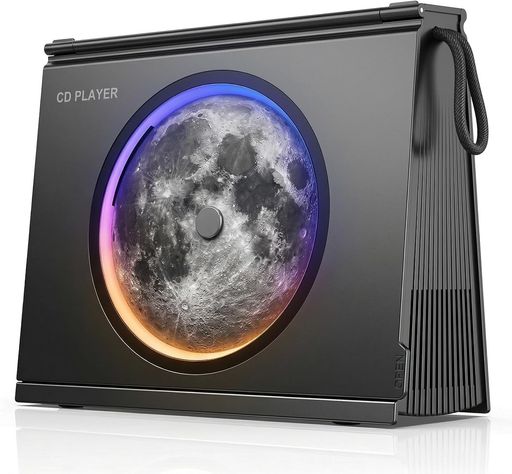 Gueray cdプレーヤー Bluetooth5.3送受信 ブック型 雰囲気ライト付き ステレオスピーカー内蔵 充電可 ポータブル ブラック
