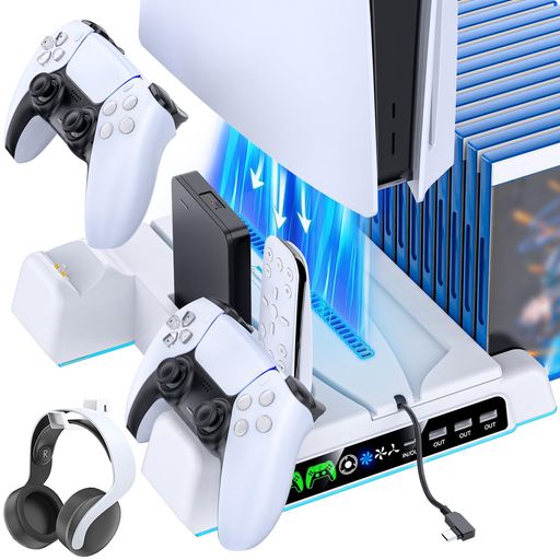【PS5・PS5 Slim・PS5 Pro対応】幅広いモデルで使えるPS5 縦置きスタンド。PS5・PS5 Slim・PS5 Proのディスク版・デジタル版に対応したPS5 縦置きスタンドです。各モデルに合わせて使用できるため、本体を買い替えた後も継続して活用しやすく、1台を長く使えます。縦置きでも、本体との接触部四隅にラバーパッドを配置し、ズレや滑りを抑えて安定した設置をサポートします。リビングのテレビ周りやデスク周辺など、限られたスペースにも本体をすっきり縦置きできます。 【PS5対応コントローラー用 多機能充電スタンド】2台同時・約2時間の急速充電。PS5対応コントローラーを2台同時に充電できる多機能充電スタンドです。ゲーム終了後に専用充電スロットへ置くだけで充電できるため、毎日の充電を手軽に習慣化できます。ひとりで遊んだ後はもちろん、家族や友人とのゲームプレイ後も2台まとめて充電可能。約2時間の急速充電に対応し、次のゲームに備えて効率よく充電できます。過電圧・過電流・過熱・短絡などに対する保護回路を搭載し、充電時の安全性にも配慮。充電指示ランプで充電状態もひと目で確認できます。