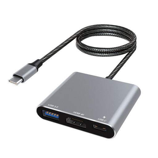 【3-in-1変換 アダプタ&amp;多機種対応】 50cm延長コード タイプc to usb 3.0ポートx1、4K HMDI ポートx1、PD充電ポートx1を搭載しています。複数のデバイスが同時に接続された場合でも、安定した通信が可能になります。MacBook Pro/Mac Air/ChromeBook/Surface GOなど対応でき簡単な接続でご利用いただけます。使用簡単で、挿すだけですぐ使えます。USB Type-cポートが一つしかないMacbookなどに最適。 【4K高解像度画質&amp;作業効率アップ】 HDMIポートは4K出力に対応し、テレビやプロジェクターなどに映像・音声の出力が可能です。拡張モードとミラーモード両対応usb-c hdmi変換アダプターです。画面が広くなり、作業効率をアップし、コンピュータ、ビデオ、プロジェクター、TVなどに対応出来ます。(ご注意:Switchを使用する場合に、純正アダプタで給電が必要です。) 【高速データ転送&amp;PD急速充電】USB3.0ポートは最大5Gbpsのデータ伝送速度を提供し、HDMI動画も数秒で伝送可能です。