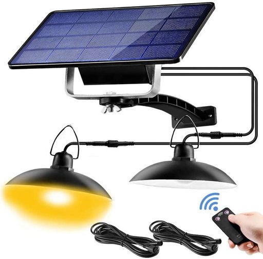 Aokyoung 分離型2灯LEDソーラーライト 屋外 ペンダントライト 光センサー付き 5500mAh超大電池容量 延長コード3m*4本 太陽光パネル充電 自動点灯/消灯 電気代不要 分離式 高輝度 防水 防犯 室外/…