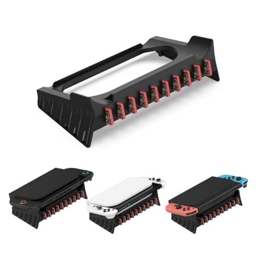 【対応機種】Switch 2 /Switch 有機ELモデル/旧型Switch ドック専用の横置き収納スタンドです。この収納スタンドは中空設計を採用しています、ドック用本体周辺の空気の流れを改善でき、放熱効果を高めています、ユーザーにスムーズなゲーム体験を提供! 【転倒防止&amp;地震対策】こ本体を水平に置き転倒落下などの危険を有効的に避けされ、地震などによる本体の転倒をより確実に防止します。縦置きに配置するよりも安定しています。べて設置面積を約 40% 削減,テレビ台やデスクの限られたスペースに効率的に配置でき。 【耐久性のあるABS素材とモダンなスタイル】高品質のABS素材を使用し、軽量ながらも強度に優れたこのブラックのベースブラケットは、耐久性とエレガントな仕上がりを兼ね備え、セットアップを引き立てます。コンパクトで薄型のデザインは、棚、収納棚、エンターテイメントユニットなどにシームレスに収まり、ゲーミングセットアップに洗練されたプロフェッショナルな外観をもたらします。 【ゲームカード収納機能付き】スタンド側面には最大10枚のゲームカードを収納できるスロットを内蔵。