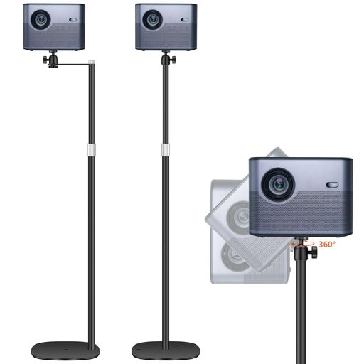 POLESTO プロジェクタースタンド 90cm-126cmの高さ調整可能 昇降式 360°回転 金属...