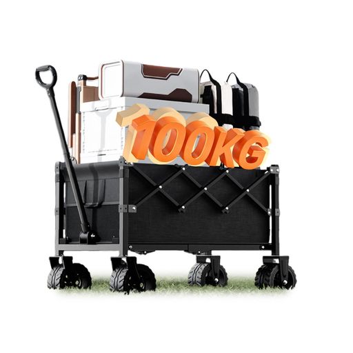 Melphoe キャリーワゴン キャリーカート アウトドアワゴン 130L 耐荷重100kg 軽量4.7kg 折りたたみ式 タイヤ着脱式 (ブラック)