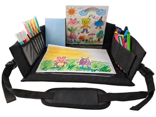 乐天商城 - topcharmeベビーテーブルチャイルドトレイテーブル車載絵描き防水防油固定バンド付きお絵かき子供用車座席サイド収納おでかけ食事遊び持ちやすい