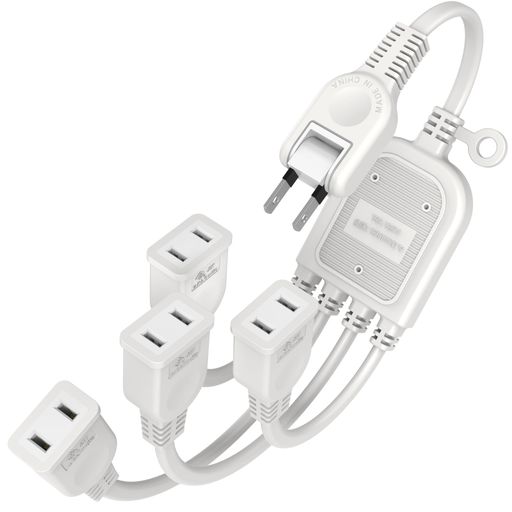 乐天商城 - 電源コード薄い4分岐電源延長コード2ピンプラグACアダプター用電源延長コード延長ケーブル短い‎オス-メス電源タップトラッキング火災予防絶縁キャップ付き配線しやすい180°スイング…