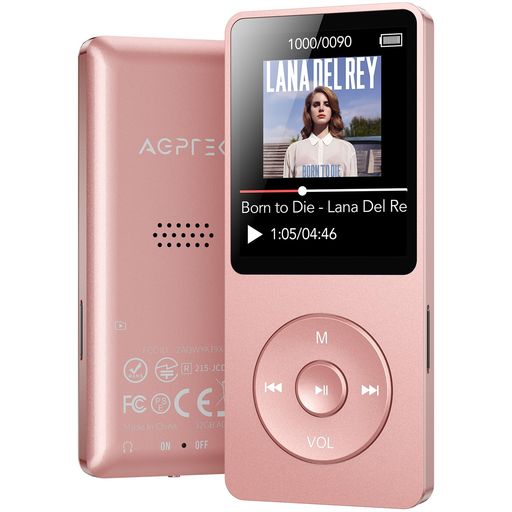AGPTEKMP3プレーヤーHIFI音楽プレーヤーBluetooth5.3超軽量32GB内蔵64GBまで拡張可能ボタン操作音楽プレーヤー40時間再生ロスレスサウンドFMラジオダイレクト録音対応目覚まし時計操作簡単小型