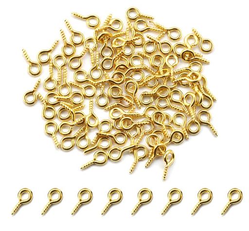 【カラー】ゴールド 【商品サイズ】4*8mm 【入り数】約100個セット 【高品質素材】ニッケルメッキ 表面に均一にニッケルめっき加工処理され、耐食性に優れ、錆びにくい、キーホルダー金具の表面を保護もでき、長持ちです。キラキラな光沢で変色もにくいです。バネ性も良く、頑丈で変形しにくいです。ヒートンはハンドメイドのアクセサリーや手作りアイテムの基本金具で、汎用性抜群のアクセサリーパーツです。 【多用途】アクセサリーセットは手芸や手芸品に大活躍。ネックレス、ブレスレット、イヤリング、ピアス、キーホルダーなどはもちろん、バッグの飾りやストラップなどのDIYにも向いています。単孔タイプのパール・天然石ピアスなどにもとてもおすすめです。誕生日、感謝祭、母の日など自分でDIYしたプレゼントに適しています。