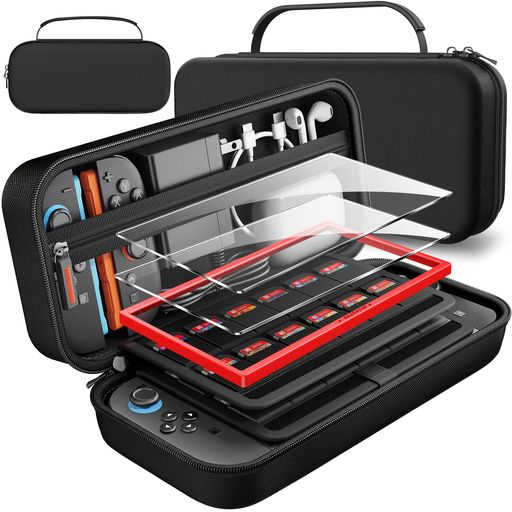 【Switch 2専用を保護】本製品は2025年発売予定のSwitch 2専用に開発され、画面の端から端までぴったりと保護します。daydayupの収納ケースは、どこにでも持ち運び可能で、通常の製品よりも大容量です。セット内容:収納ケース *1+ガラス保護フィルム *2。 【大容量Switch 2 収納バッグ】Switch 2 キャリングケースはスイッチ本体 2を収納するだけではなく、上部の内側にチャックのついたポケットがあり、充電器、その他のアクセサリーを収納できます。内部にはマジックテープがついており、Switch 2本体をしっかり固定しながら衝撃や揺れから保護できます。 【2 x 高透明 Switch 2 専用ガラスフィルム 】スクリーンプロテクターは、衝撃や傷から保護するために硬度9Hで強化されています。高度なスクリーン保護技術を採用する、強化された互換性で快適な保護、そして他の指標はまだうまく機能します。 【携帯性と軽量性】deruitu Switch 2 用収納ケース 開閉が簡単で、製品の耐久性と信頼性を向上させます。