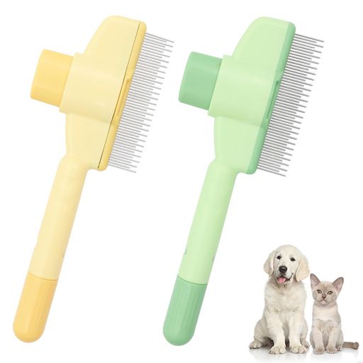 乐天商城 - LKCCTKペット用ブラシ抜け毛&毛玉解消ワンプッシュ式猫・犬兼用痛くないグルーミング短毛・中毛・長毛対応スリッカーブラシ簡単お手入れペットケア